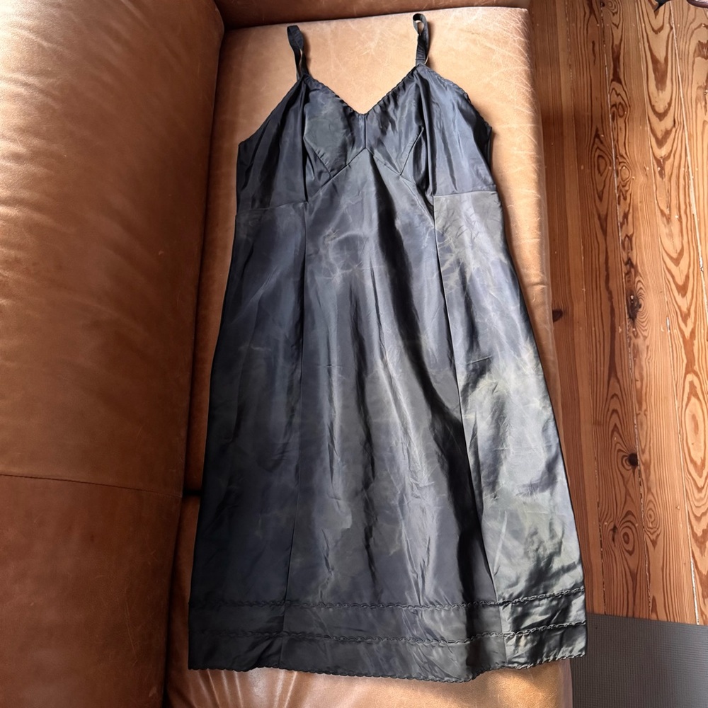 Momo Falana NYC tie dye vintage lingerie slip dress black brown layering